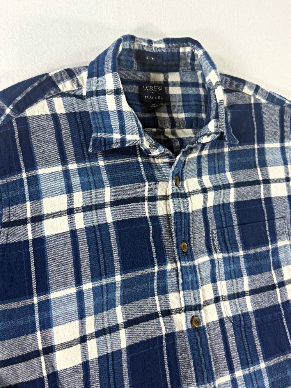 J.Crew Men’s S Slim Fit Flannel Shirt Blue Plaid Re-Imagined 100% Cotton